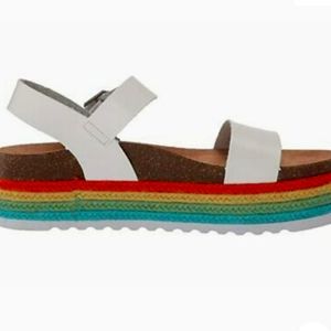 Sandals White Strap Multi Color